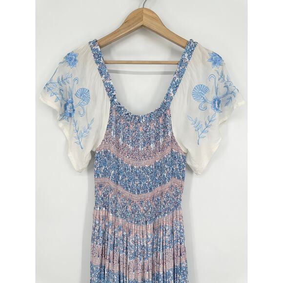 Fillyboo Free People Hummingbird Dress Maxi Floral Off The Shoulder Embroidered - Picture 7 of 16